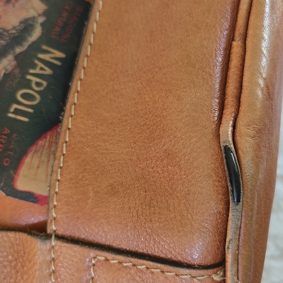 Patricia Nash Brown Tote or Bucket Bag, Adjustable Straps, Travel Theme, Leather - Picture 13 of 13